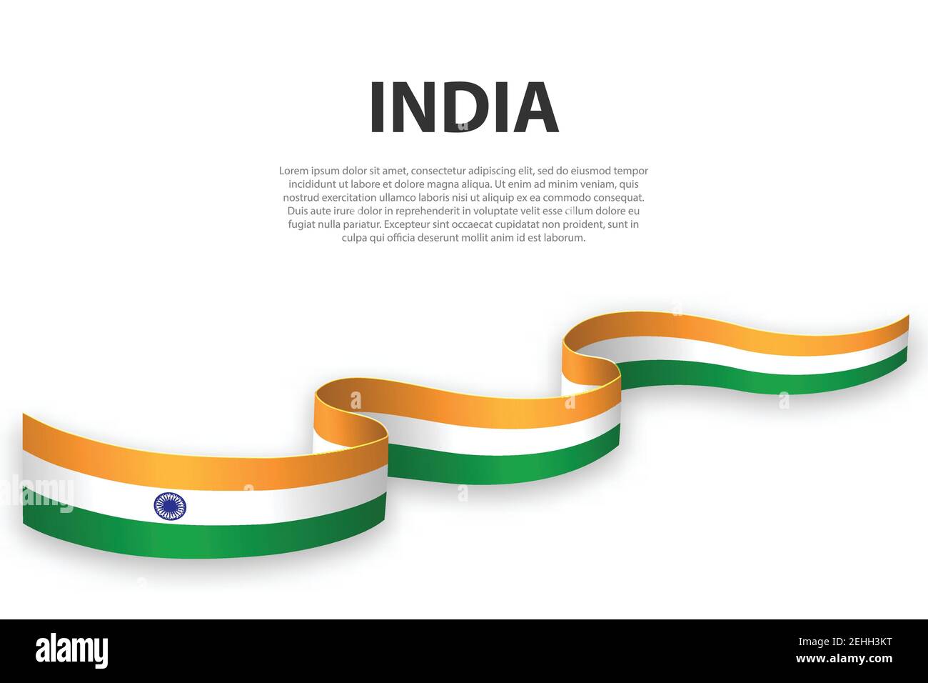 Waving ribbon or banner with flag of India. Template for independence ...
