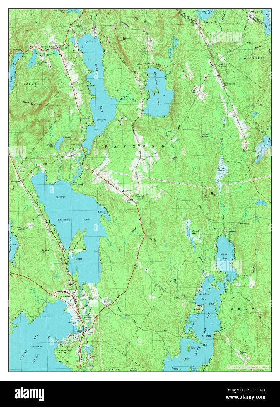 Raymond, Maine, map 1981, 124000, United States of America by Timeless