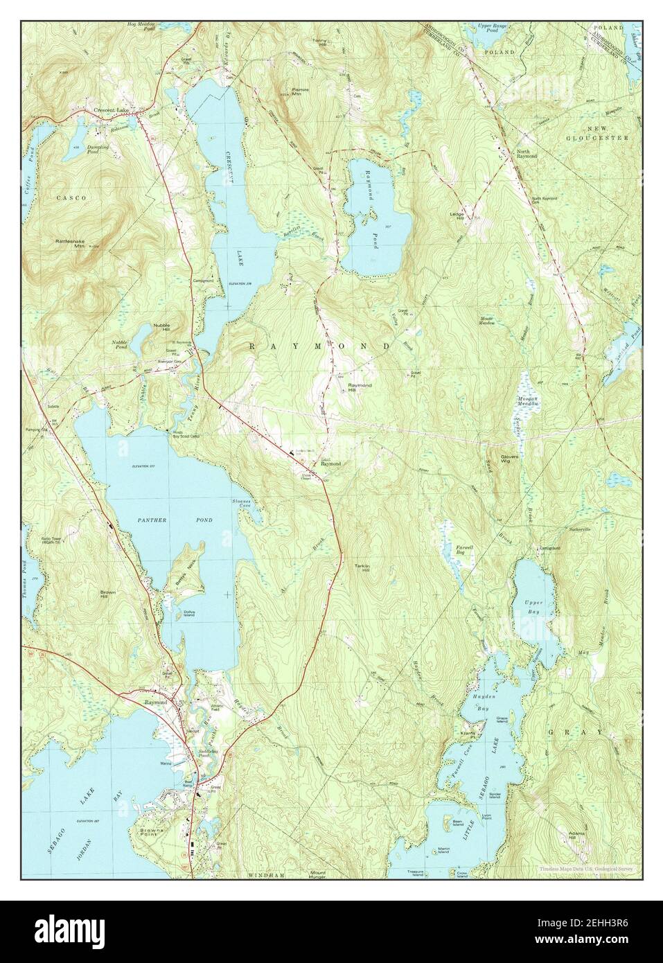 Raymond, Maine, map 1981, 124000, United States of America by Timeless