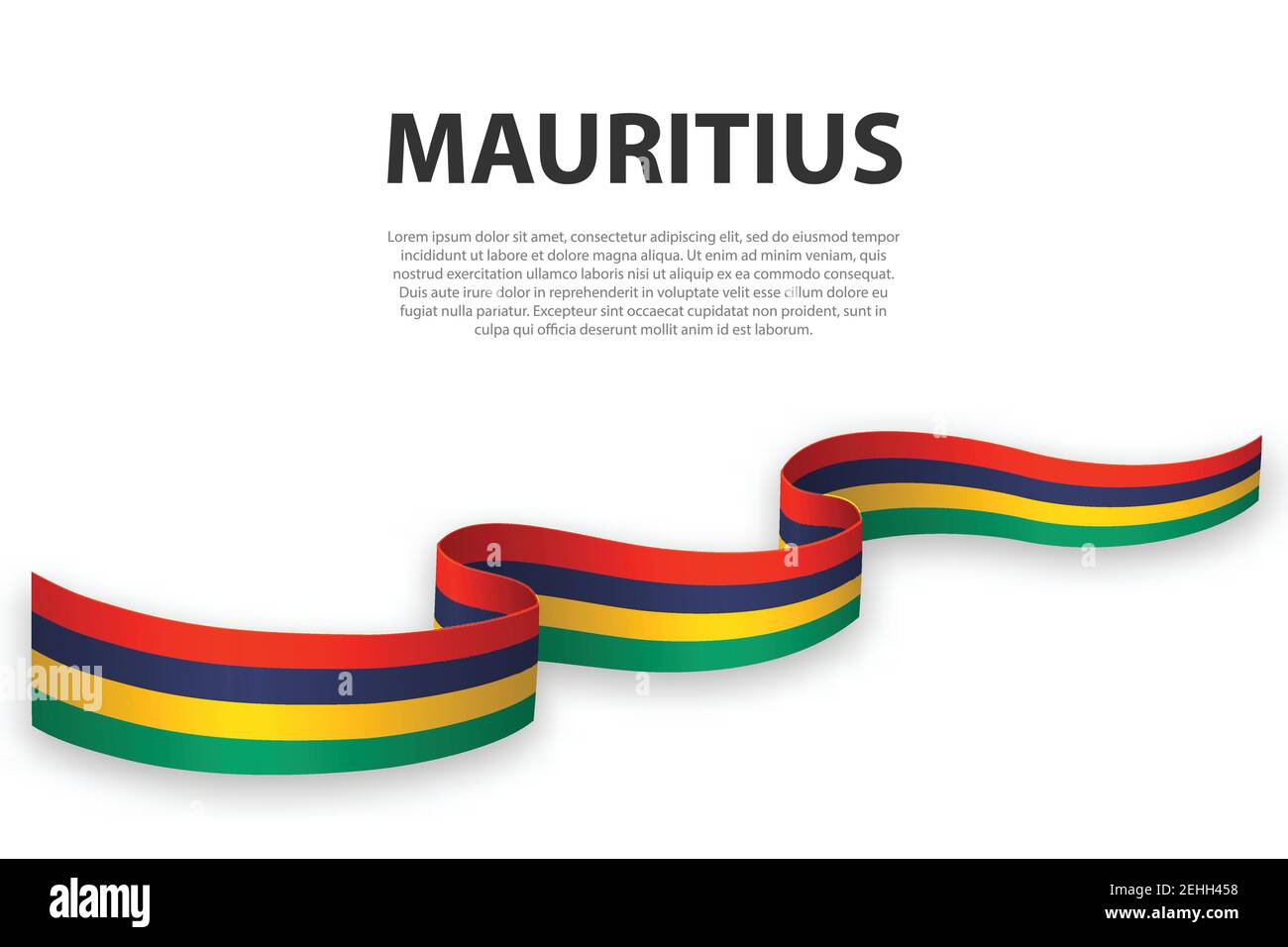 Waving ribbon or banner with flag of Mauritius. Template for ...