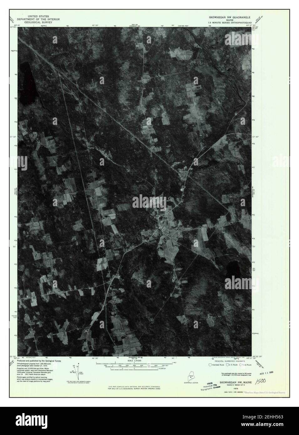 Skowhegan NW, Maine, map 1975, 1:24000, United States of America by Timeless Maps, data U.S. Geological Survey Stock Photo