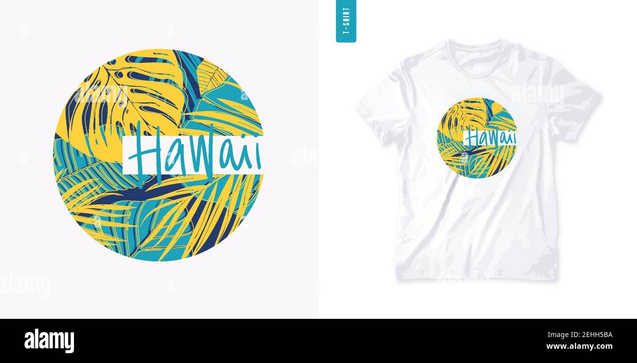 Hawaii summer graphic t-shirt design tropical Vector Image