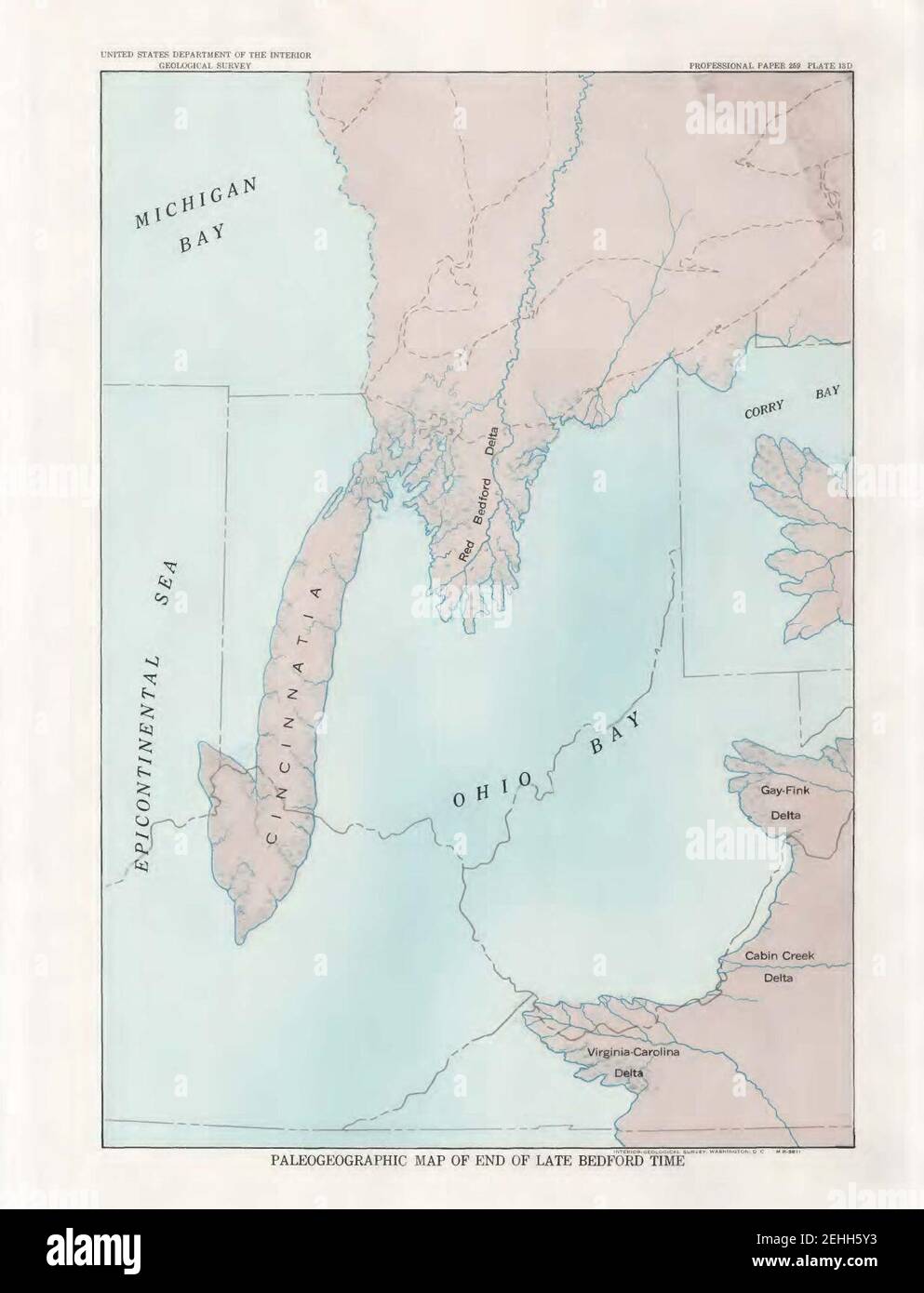 Paleographic map of end Bedford Time in eastern North America Stock Photo Alamy