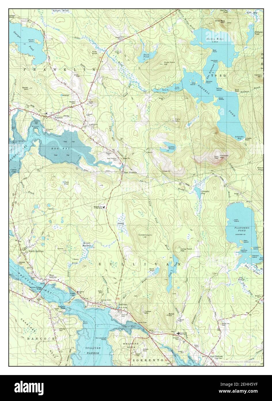 Sullivan, Maine, map 1982, 124000, United States of America by Timeless Maps, data U.S