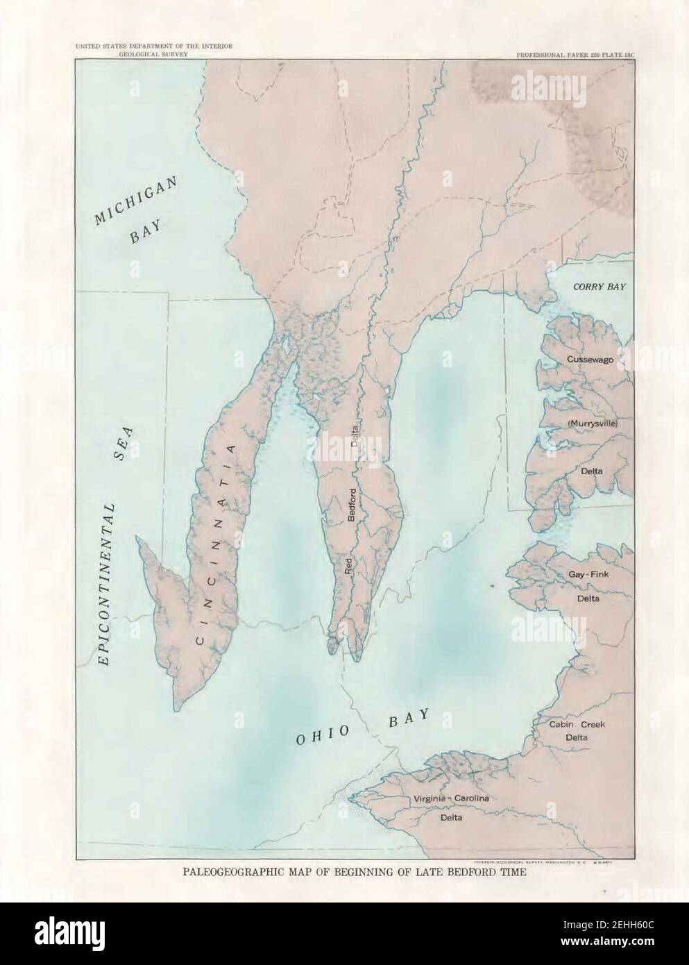 Paleographic map of late Bedford Time in eastern North America Stock Photo Alamy