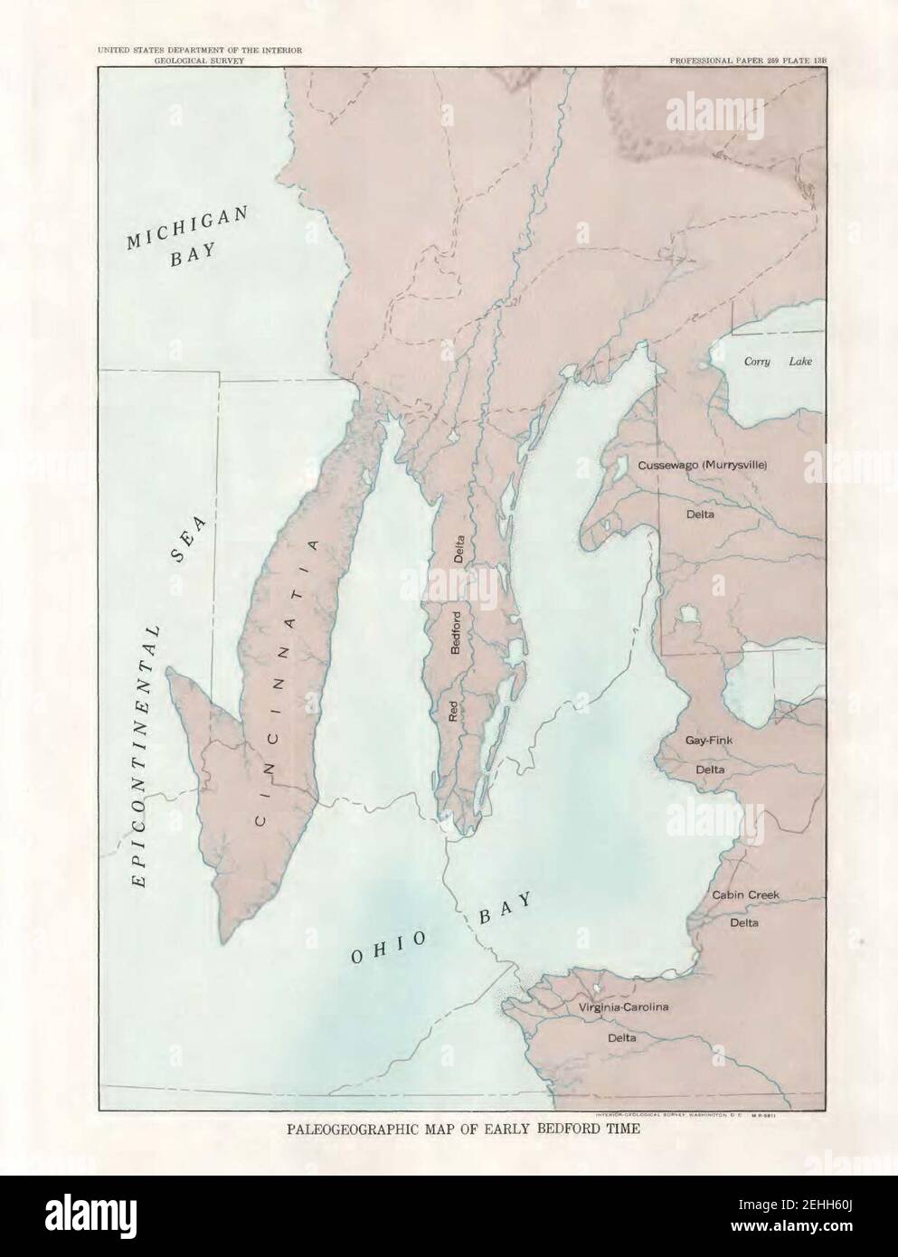 Paleographic map of early Bedford Time in eastern North America Stock Photo Alamy