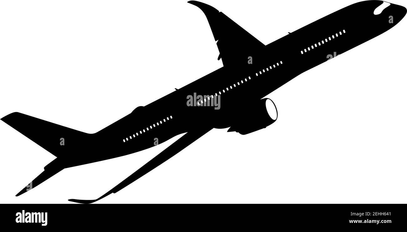 Silhouette passenger aircraft on a white background Stock Vector Image ...