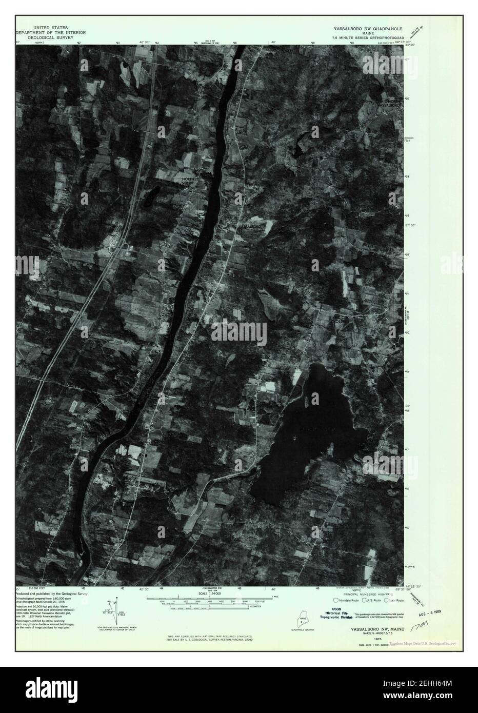 Vassalboro NW, Maine, map 1975, 124000, United States of America by