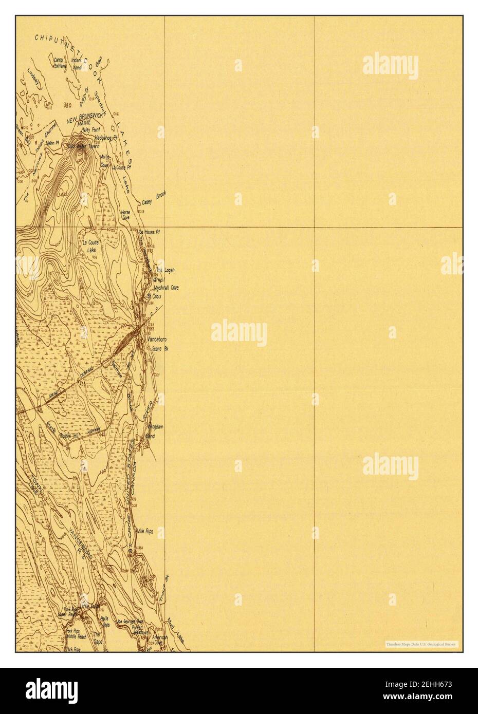 Vanceboro, Maine, map 1930, 1:48000, United States of America by Timeless Maps, data U.S. Geological Survey Stock Photo