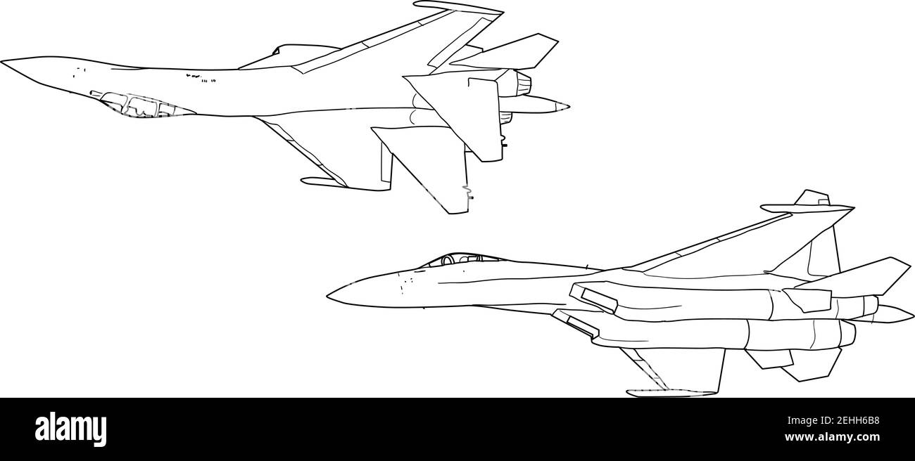 Set silhouette military combat airplane on a white background Stock ...