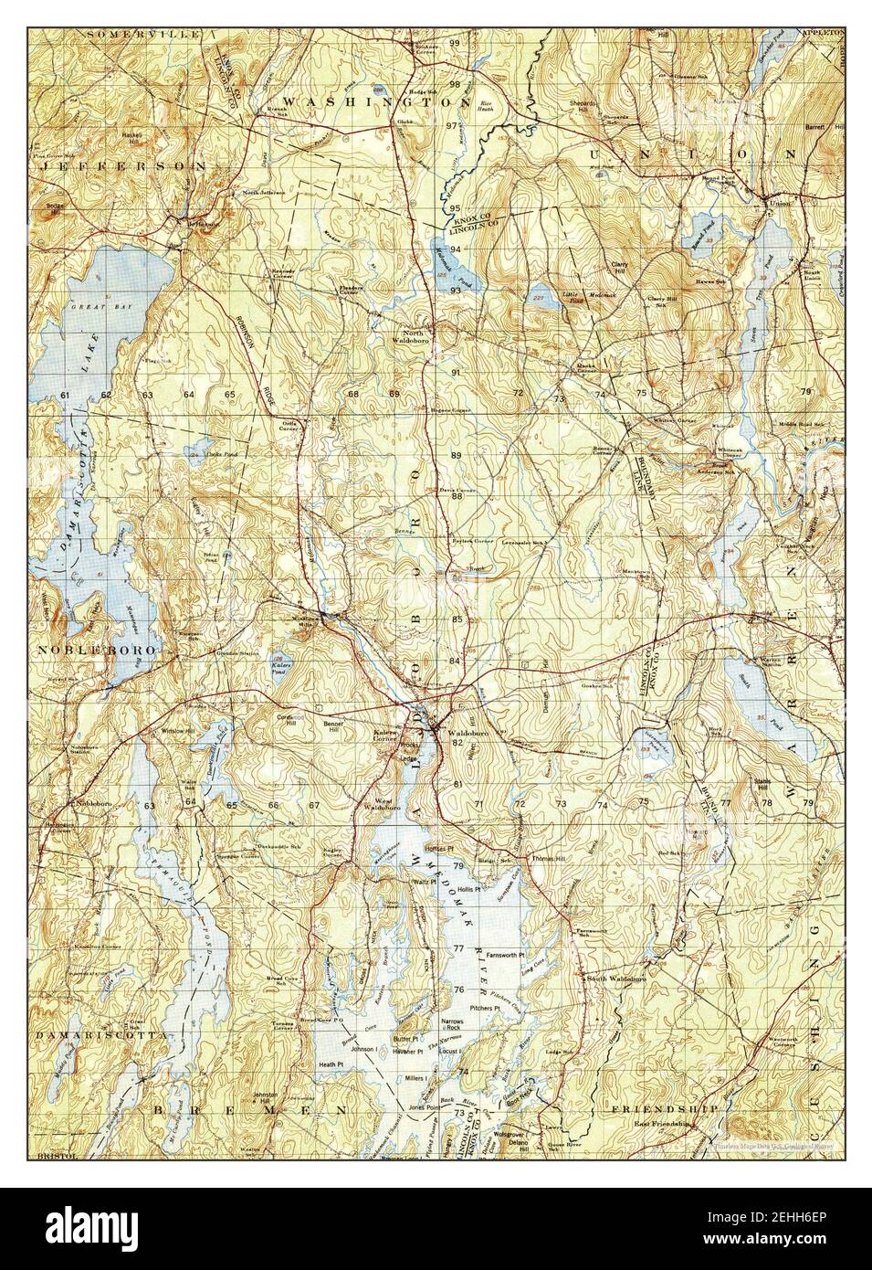 Waldoboro, Maine, map 1950, 150000, United States of America by