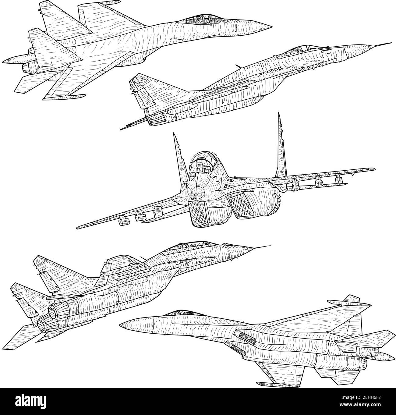Set silhouette military combat airplane on a white background Stock ...