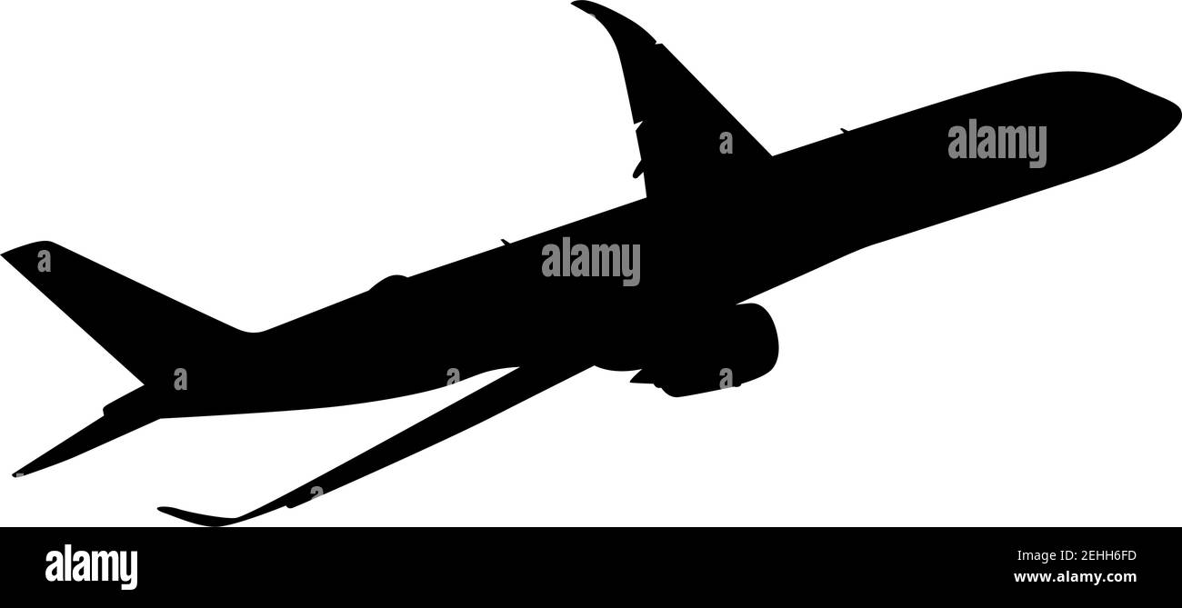 Silhouette passenger aircraft on a white background Stock Vector Image ...
