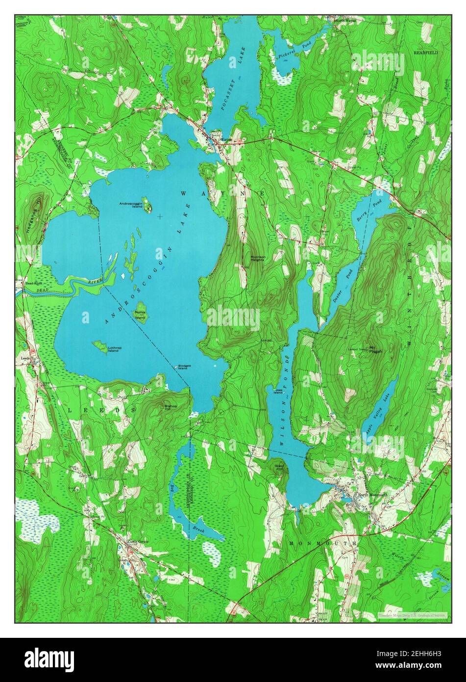 Wayne, Maine, map 1966, 124000, United States of America by Timeless