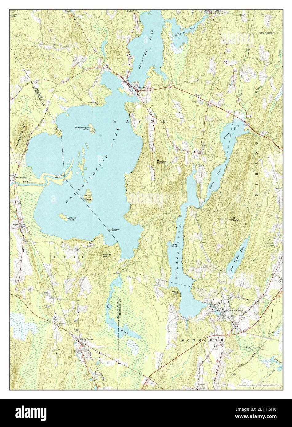 Wayne, Maine, map 1966, 124000, United States of America by Timeless