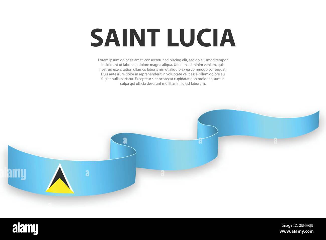 Waving ribbon or banner with flag of Saint Lucia. Template for independence day poster design Stock Vector