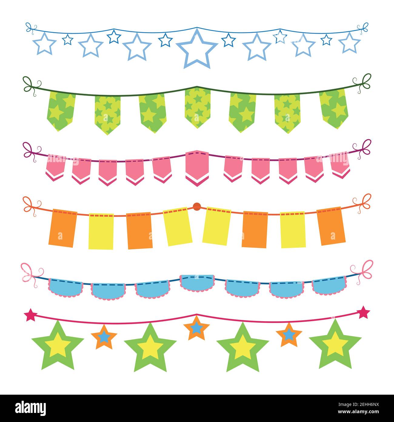 Colorful bunting and garland set isolated on white Stock Vector Image ...