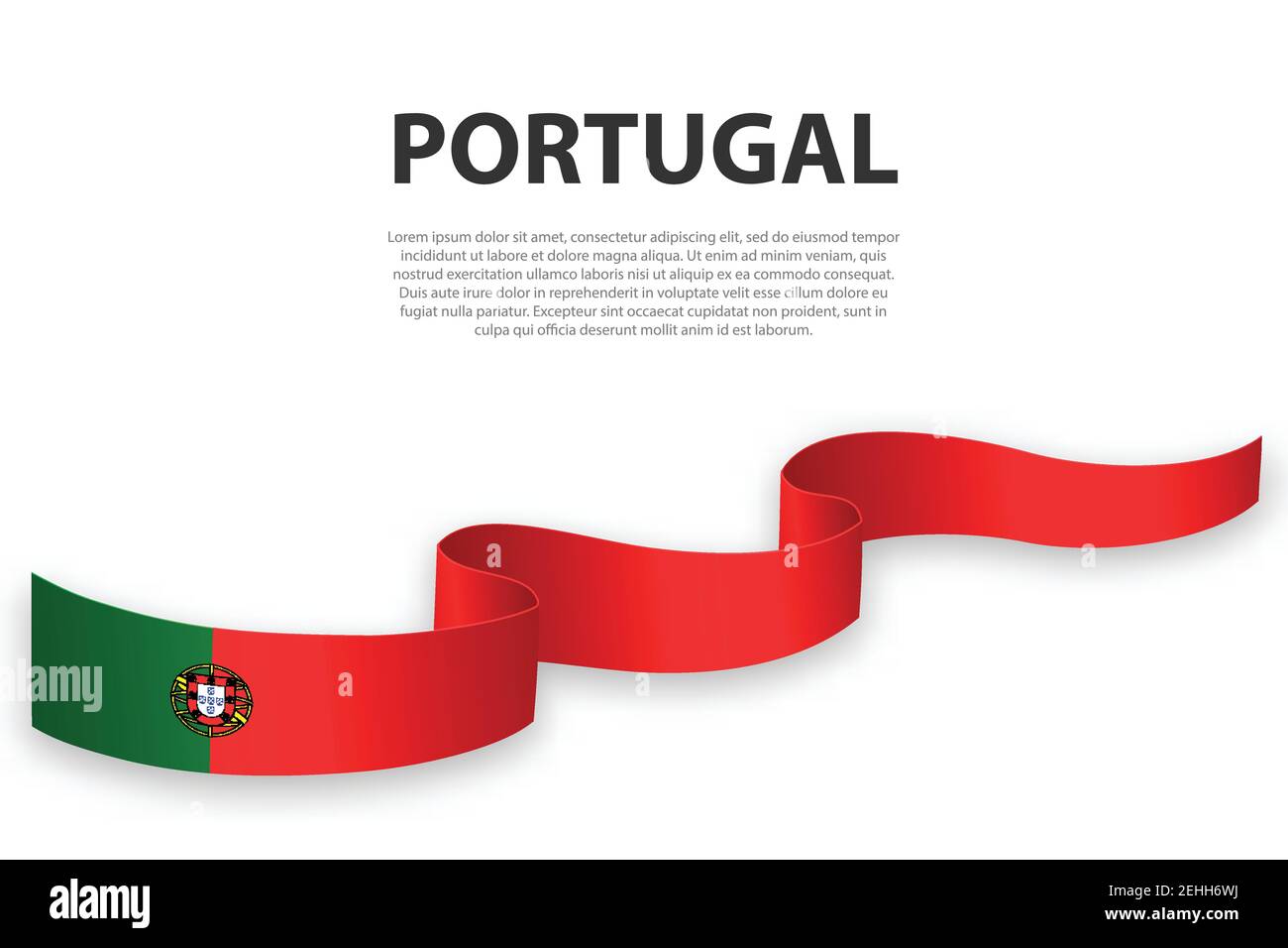 Waving ribbon or banner with flag of Portugal. Template for ...