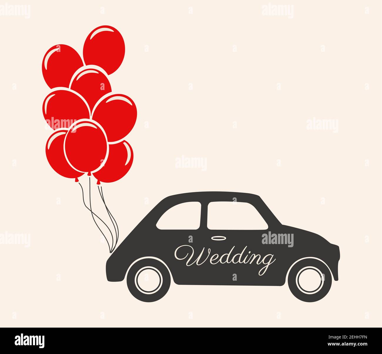 Wedding Car Decorations With Balloons Stock Vector