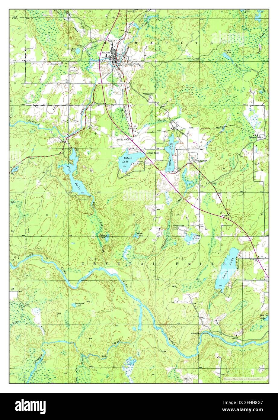 Amasa, Michigan, map 1945, 124000, United States of America by