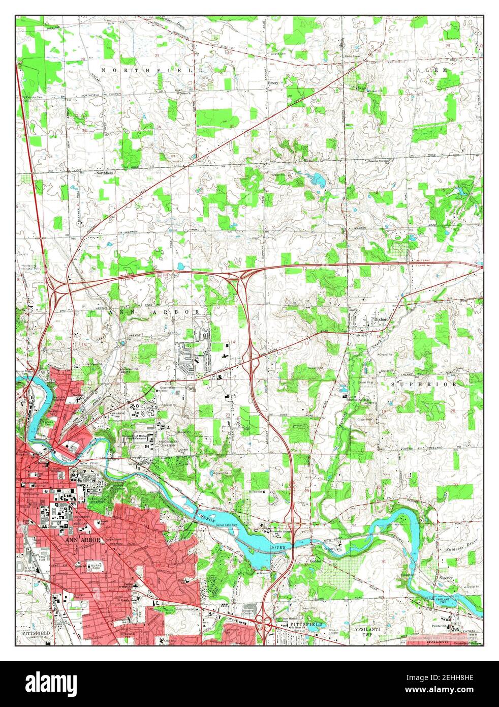 Ann Arbor East, Michigan, map 1965, 124000, United States of America by Timeless Maps, data U.S