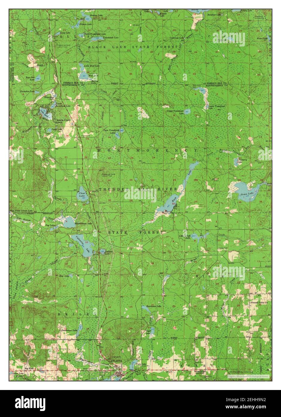 Atlanta, Michigan, map 1955, 1:62500, United States of America by 