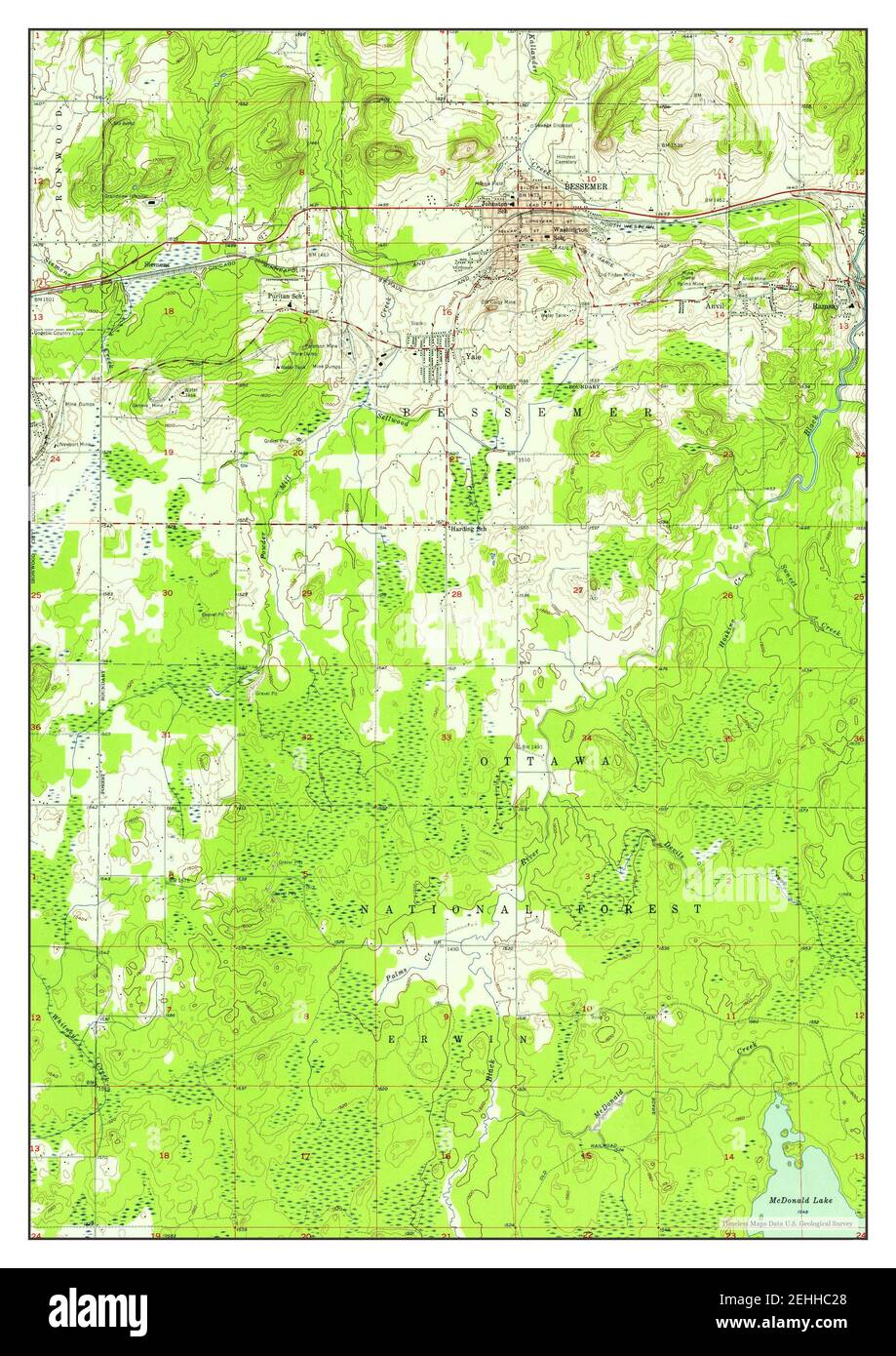 Bessemer, Michigan, map 1955, 124000, United States of America by