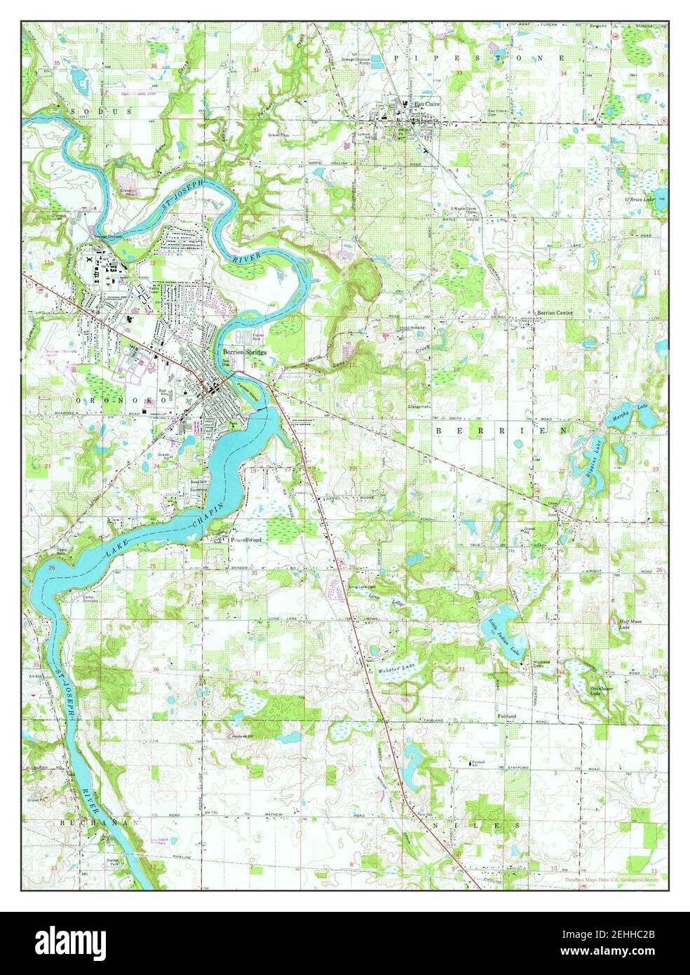 Berrien Springs, Michigan, map 1971, 124000, United States of America by Timeless Maps, data U