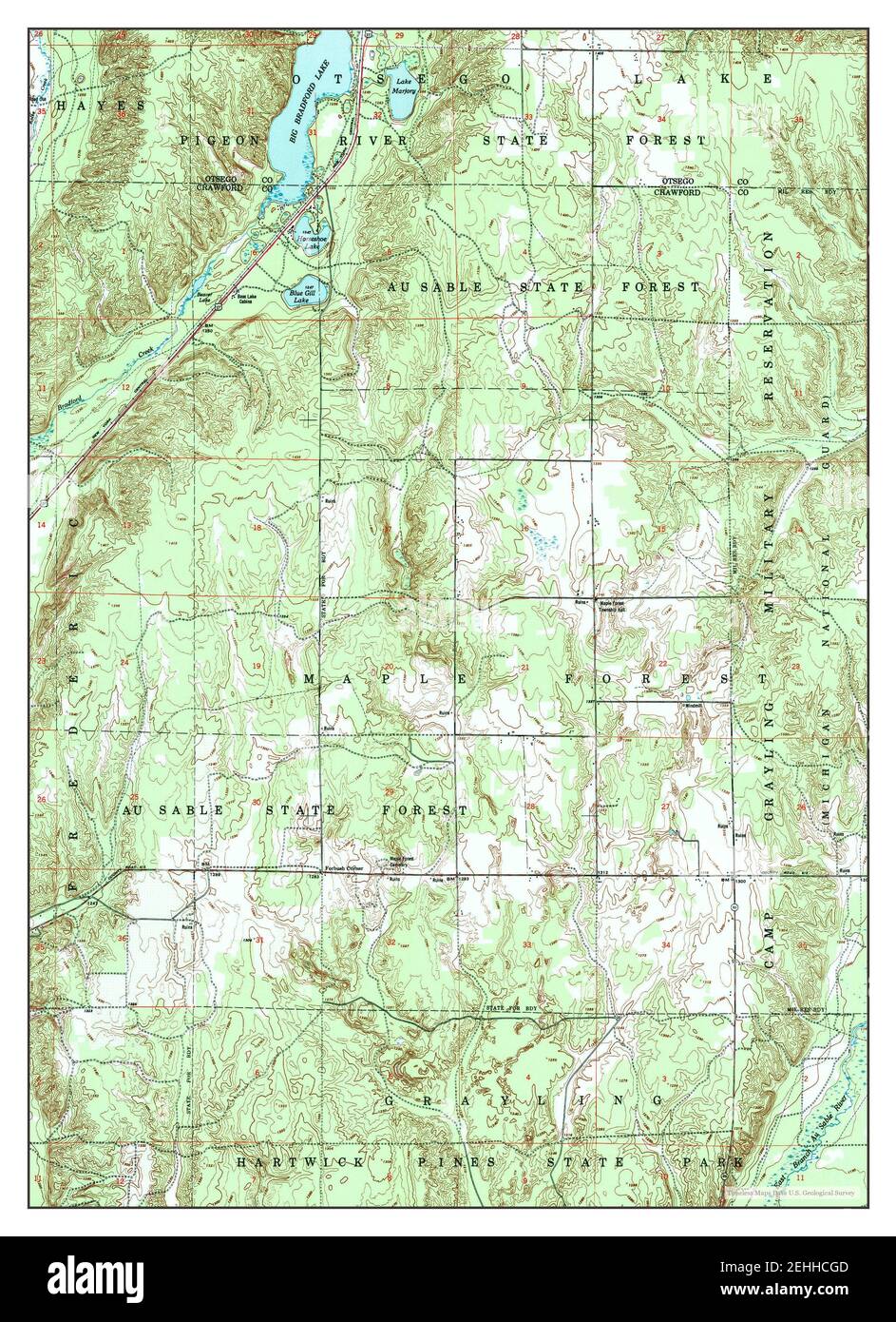 Big Bradford Lake, Michigan, map 1951, 124000, United States of