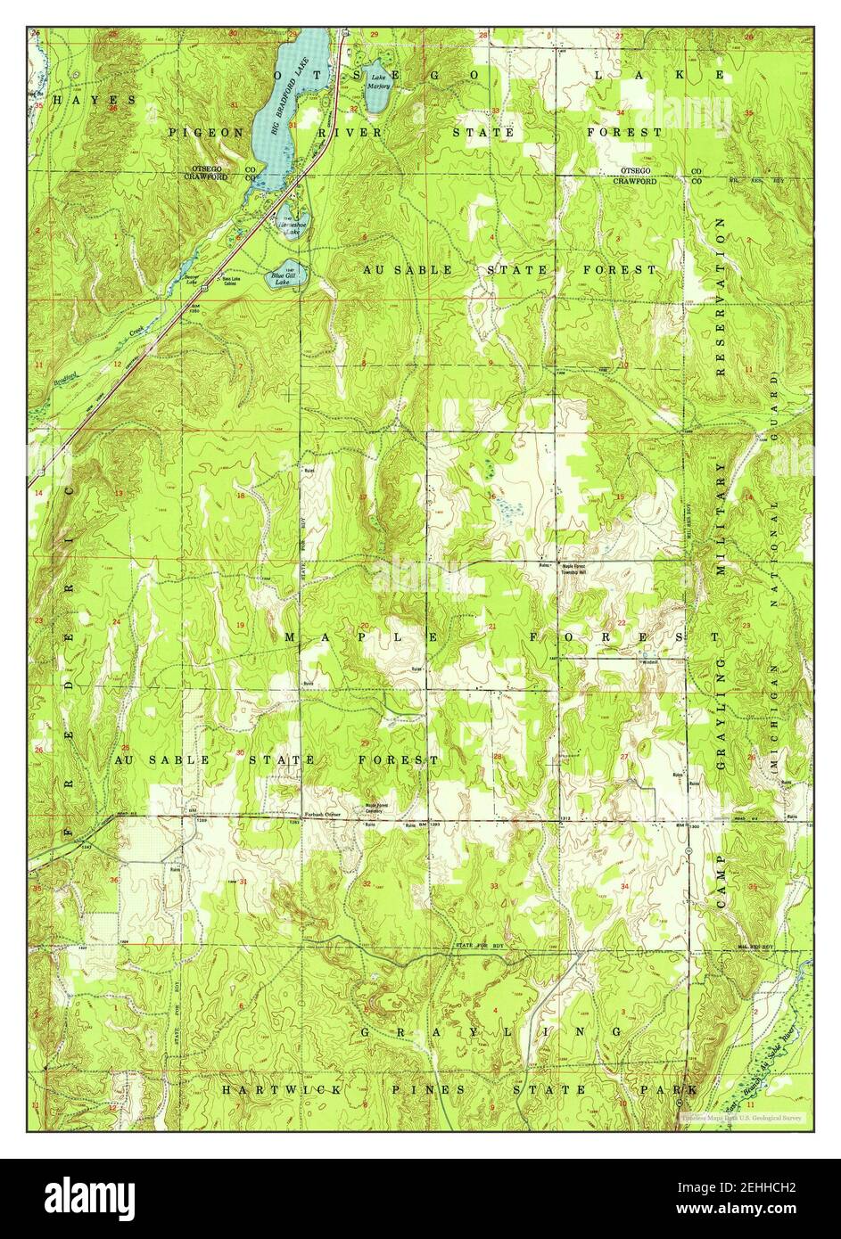 Big Bradford Lake, Michigan, map 1951, 124000, United States of