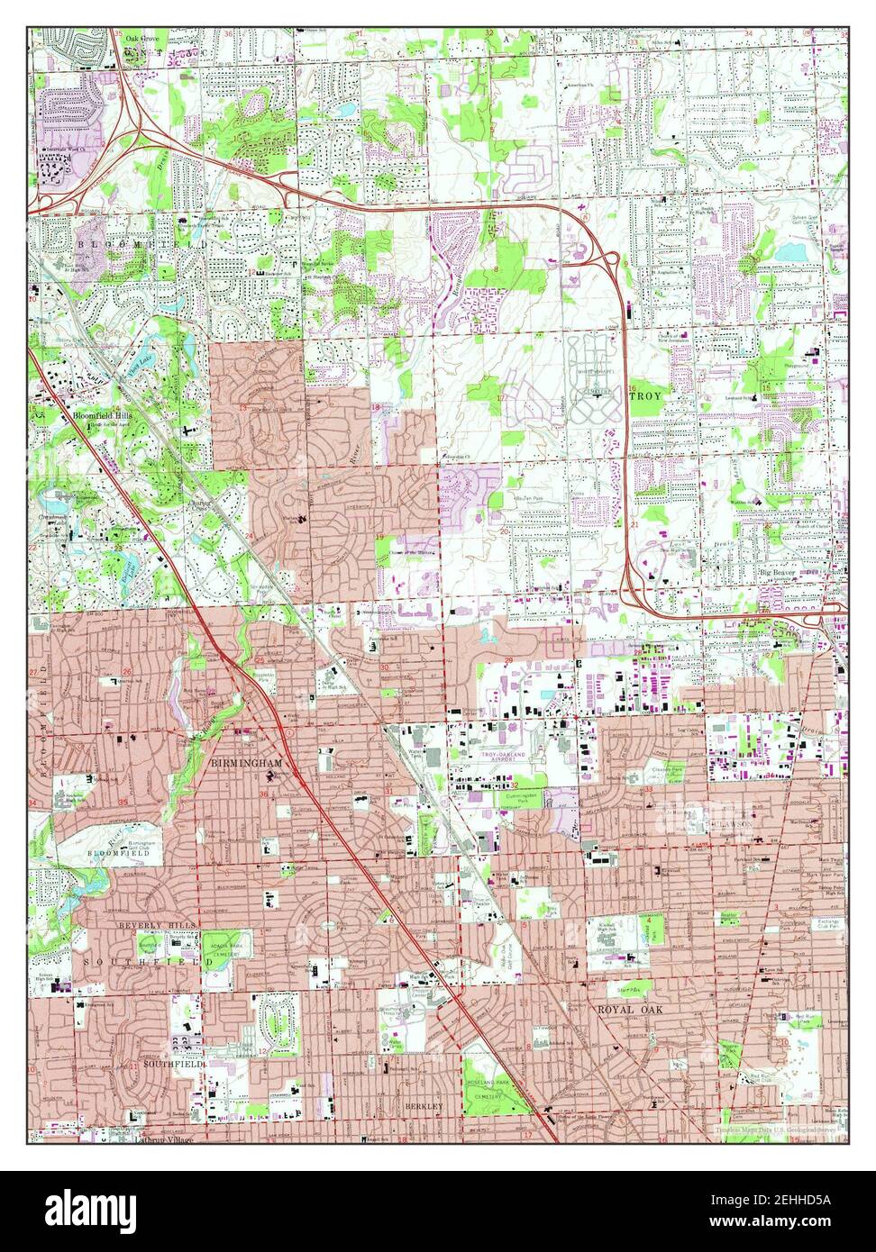 Map Of Birmingham Michigan Birmingham, Michigan, Map 1968, 1:24000, United States Of America By  Timeless Maps, Data U.s. Geological Survey Stock Photo - Alamy