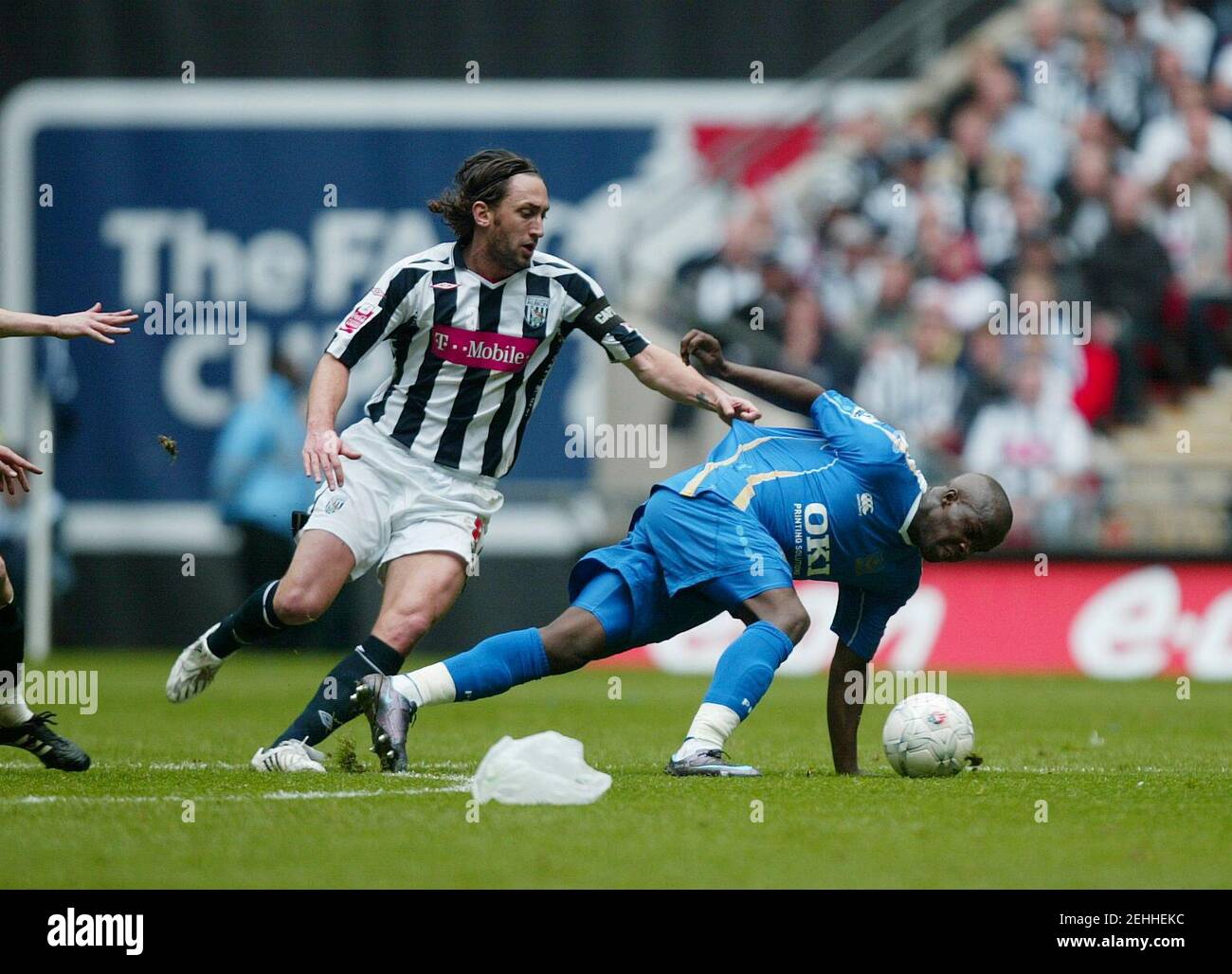 Football - Portsmouth v West Bromwich Albion - FA Cup Semi Final - Wembley Stadium - 07/08 - 5/4/08  Portsmouth's Lassana Diarra in action against West Bromwich Albion's Jonathan Greening (L)  Mandatory Credit: Action Images / Peter Cziborra Stock Photo