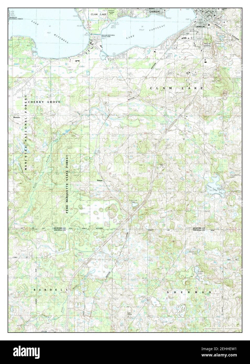 Cadillac South, Michigan, map 1983, 125000, United States of America