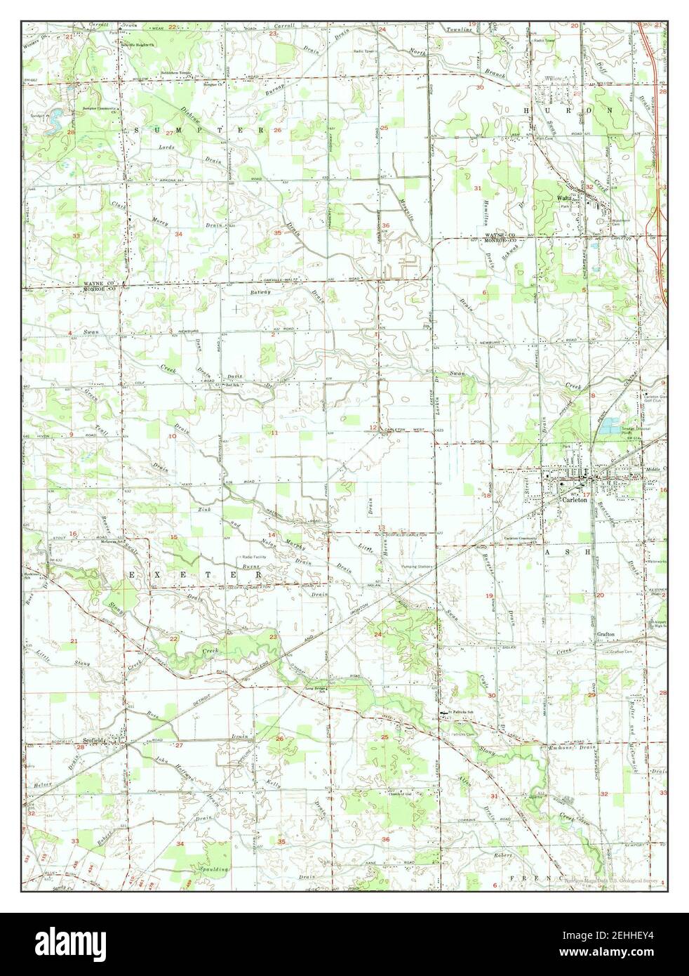 Carleton, Michigan, map 1967, 1:24000, United States of America by Timeless Maps, data U.S. Geological Survey Stock Photo