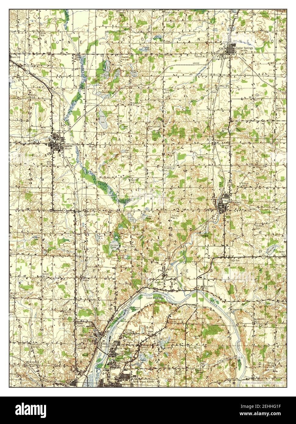 Cedar Springs Michigan Map Cedar Springs, Michigan, Map 1943, 1:62500, United States Of America By  Timeless Maps, Data U.s. Geological Survey Stock Photo - Alamy