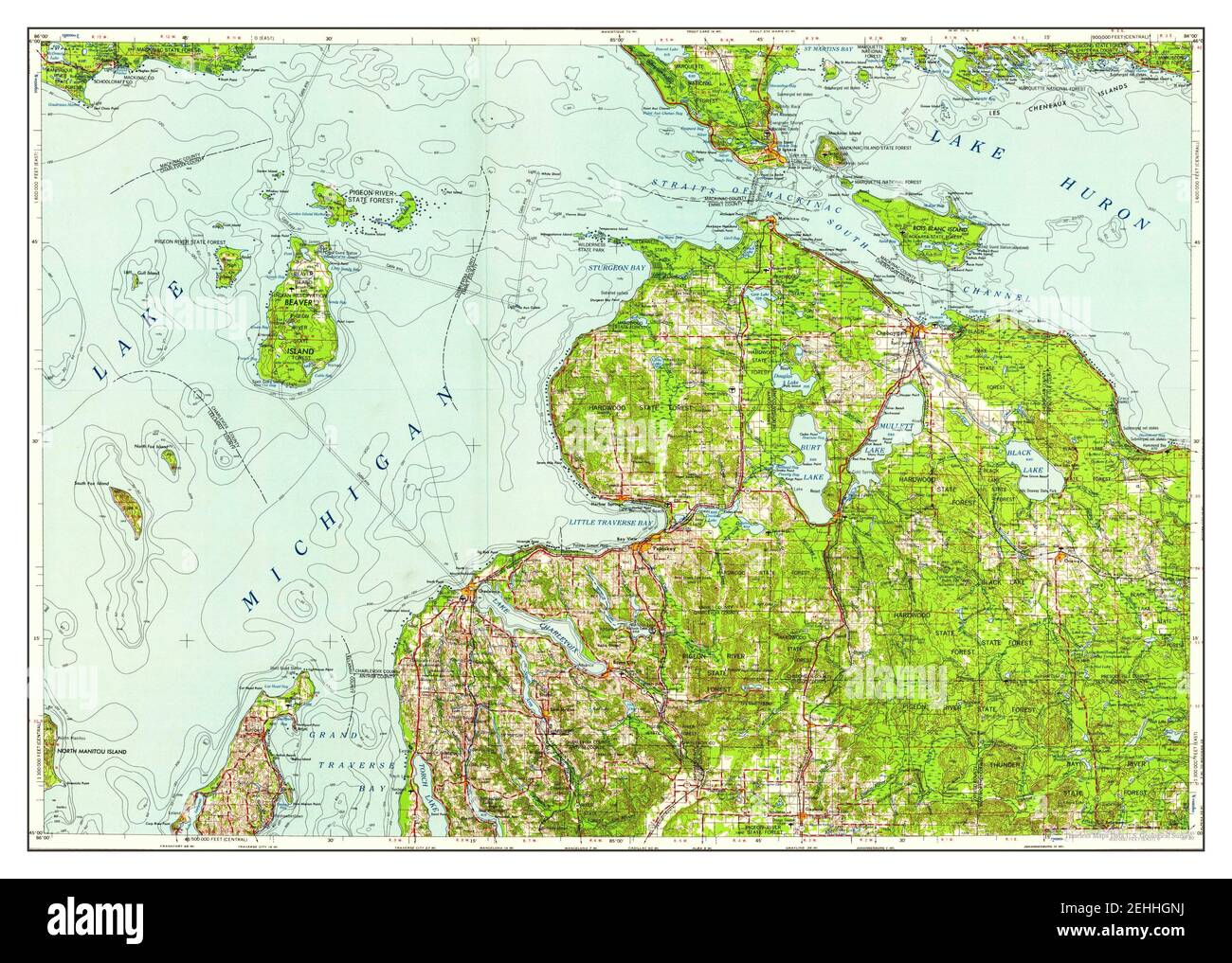 Cheboygan, Michigan, map 1958, 1:250000, United States of America by 