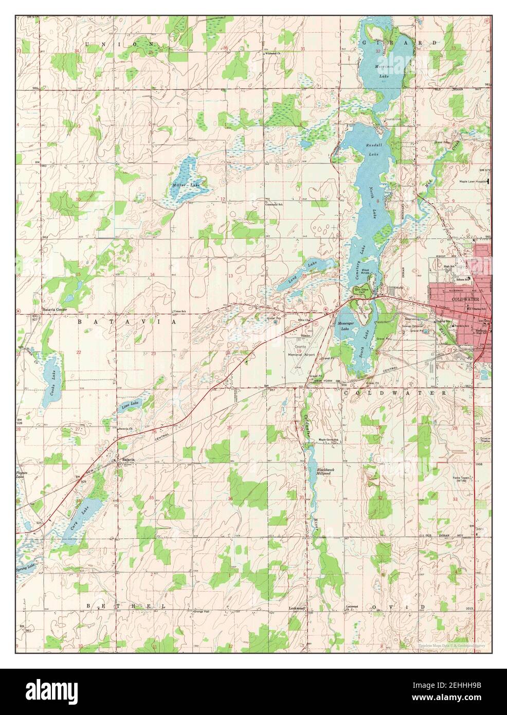 Coldwater Lake Michigan Map Map Of Coldwater Cut Out Stock Images & Pictures - Alamy