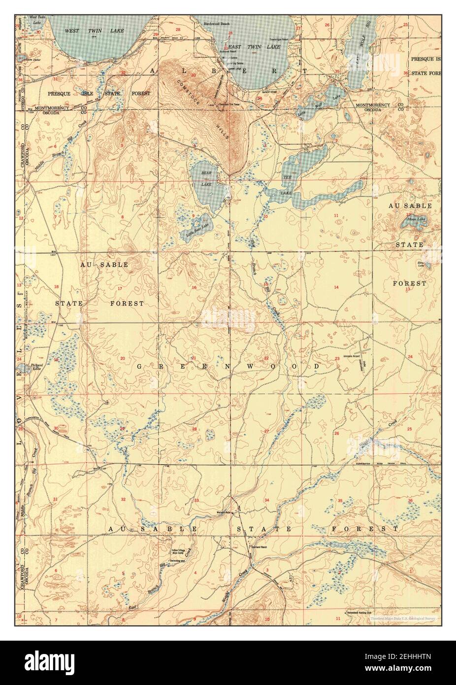 Comstock Hills, Michigan, map 1951, 1:24000, United States of America by Timeless Maps, data U.S. Geological Survey Stock Photo