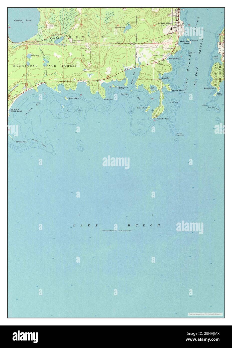 De Tour Village, Michigan, map 1964, 124000, United States of America