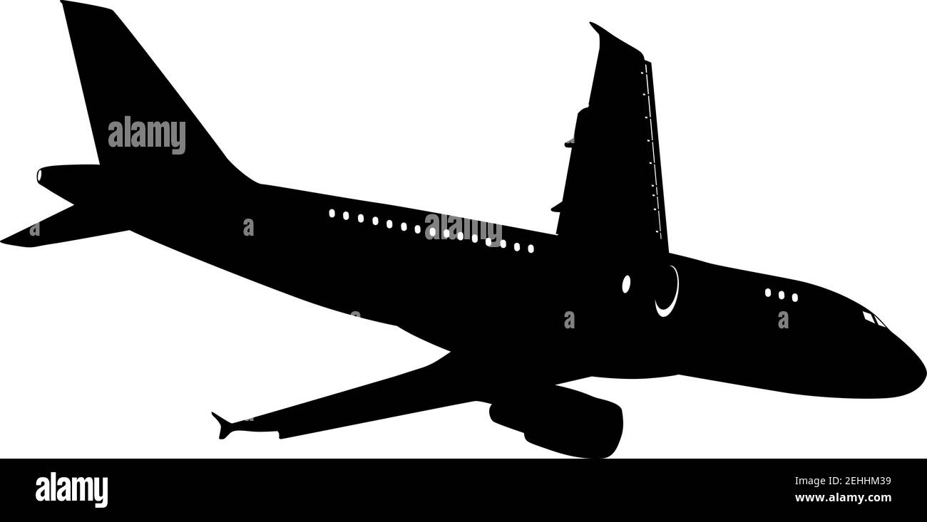 Silhouette passenger aircraft on a white background Stock Vector Image ...