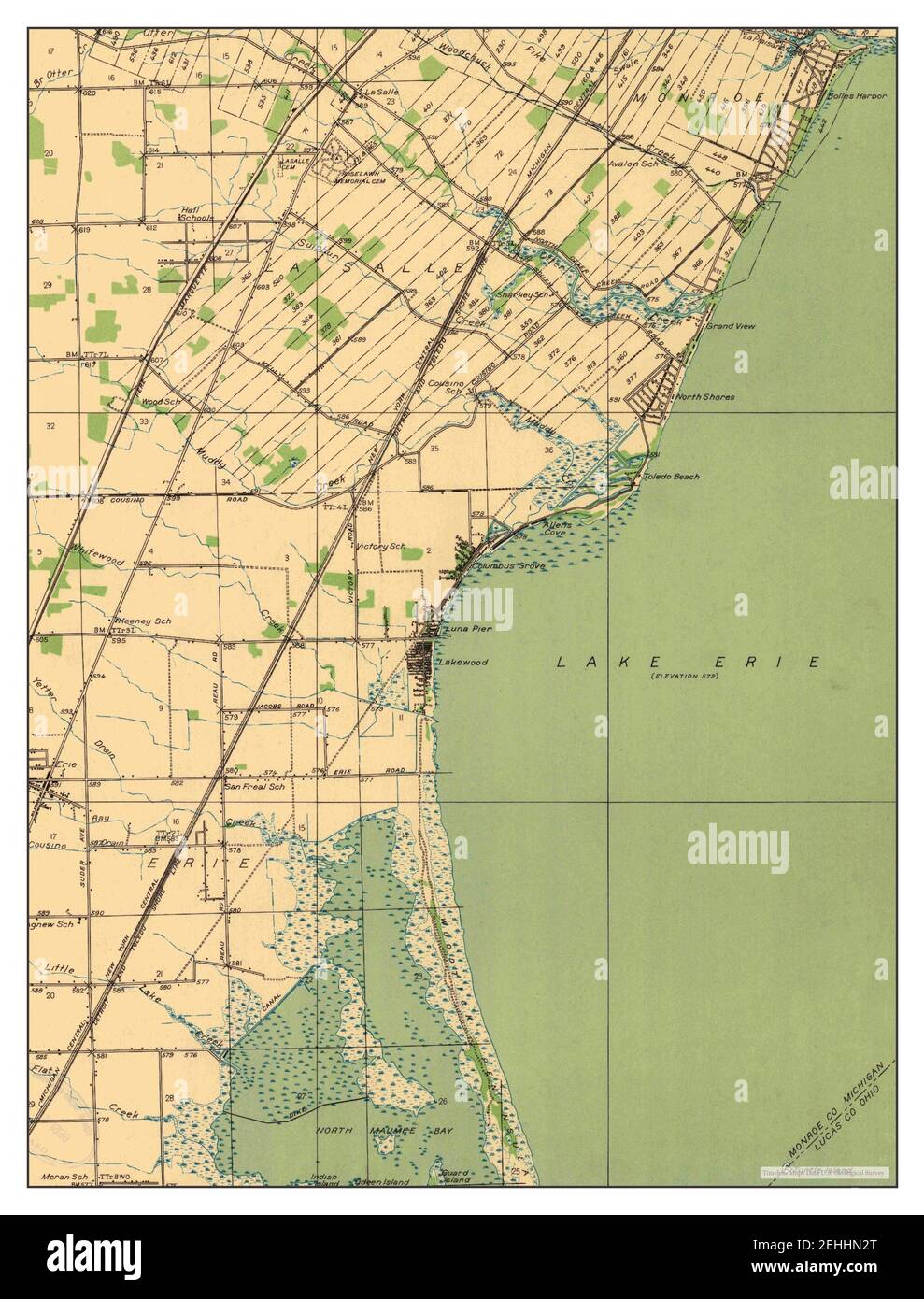 Old map of erie Cut Out Stock Images & Pictures Alamy
