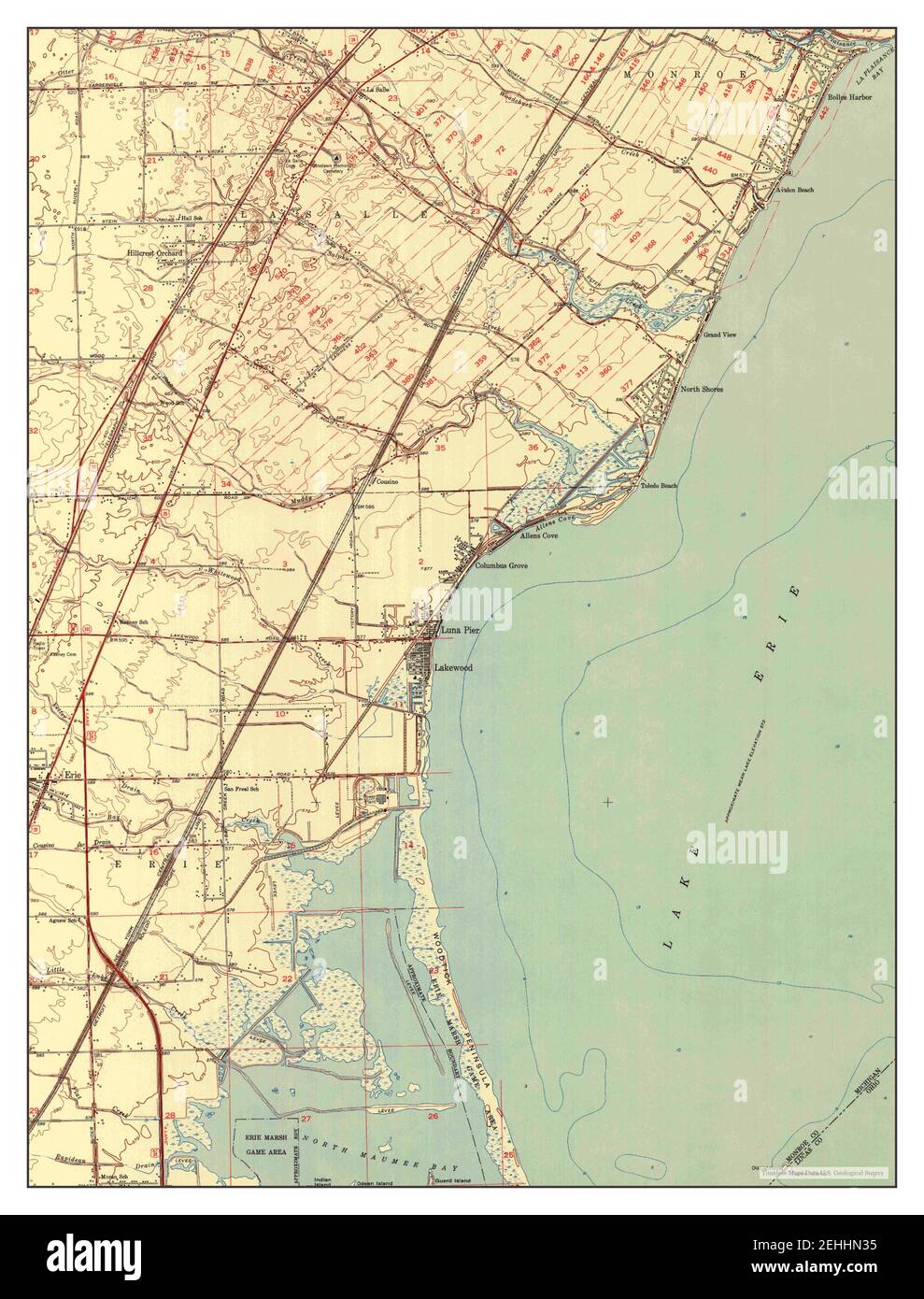 Erie, Michigan, map 1952, 1:24000, United States of America by Timeless Maps, data U.S. Geological Survey Stock Photo