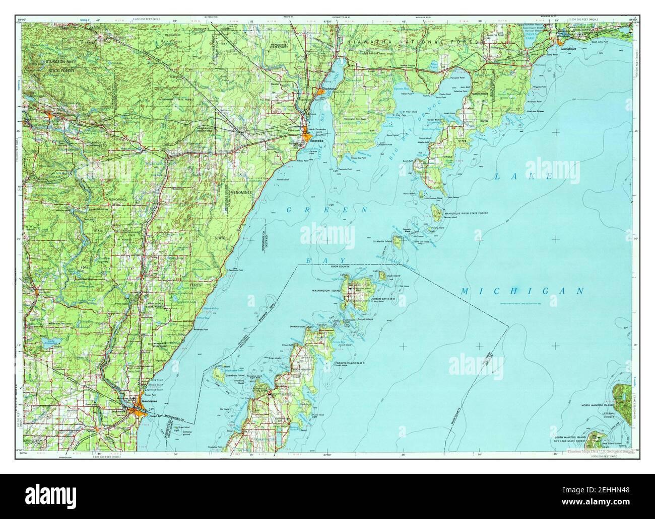Escanaba, Michigan, map 1954, 1:250000, United States of America by 