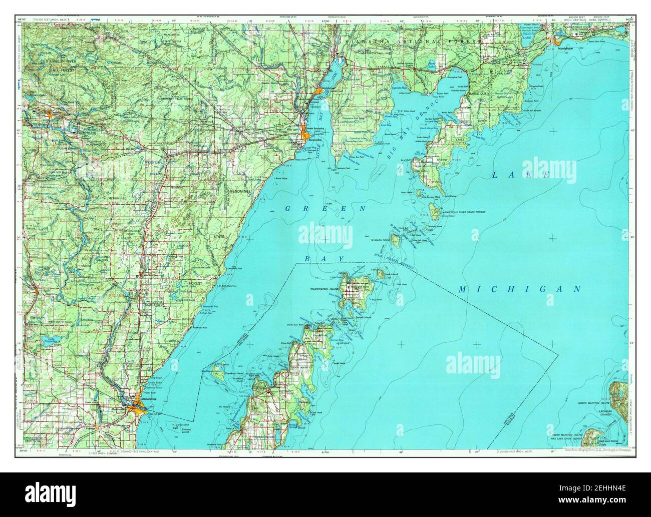 Escanaba, Michigan, map 1958, 1250000, United States of America by