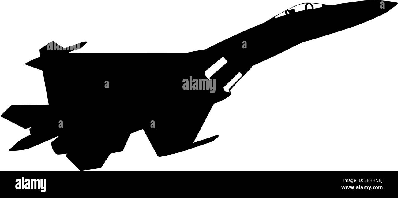 Silhouette military combat airplane on a white background Stock Vector ...