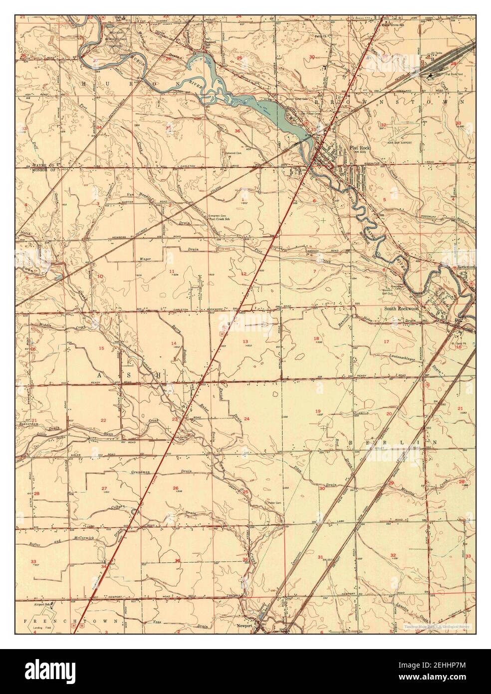 Flat Rock, Michigan, map 1952, 124000, United States of America by Timeless Maps, data U.S