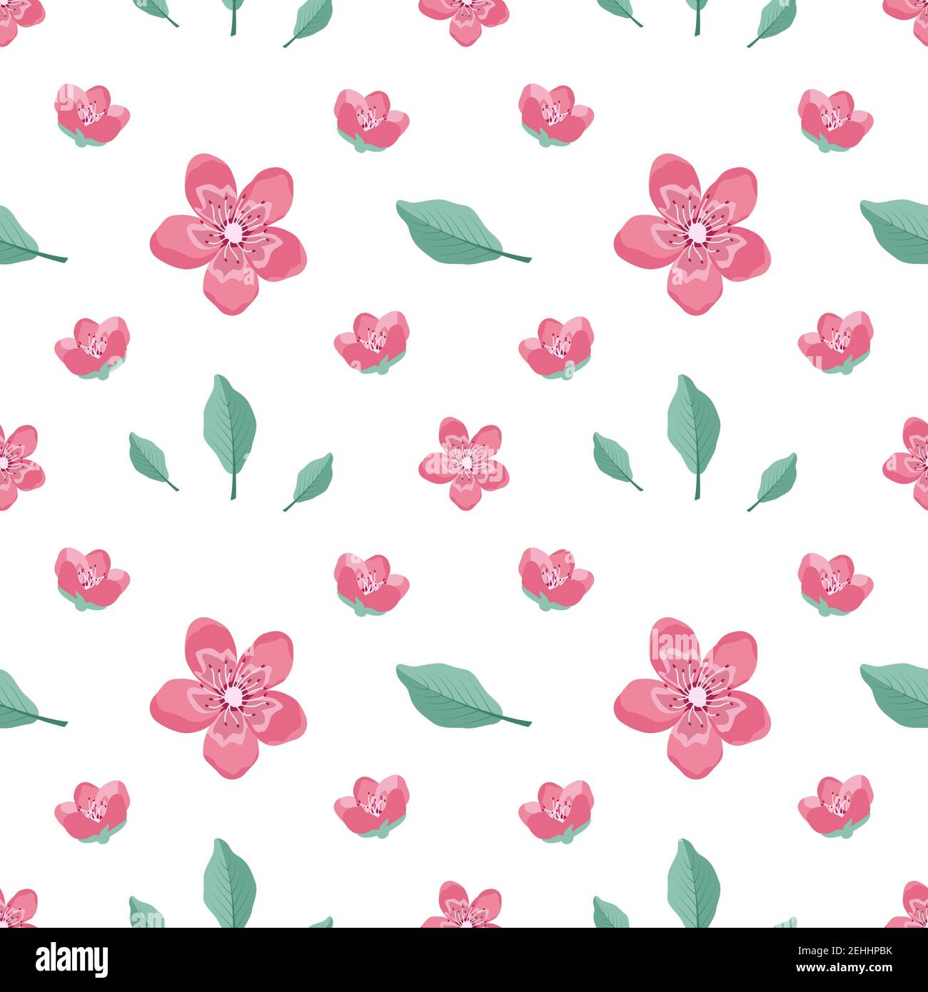 Cute stylish seamless pattern with sakura flowers and twigs Stock ...