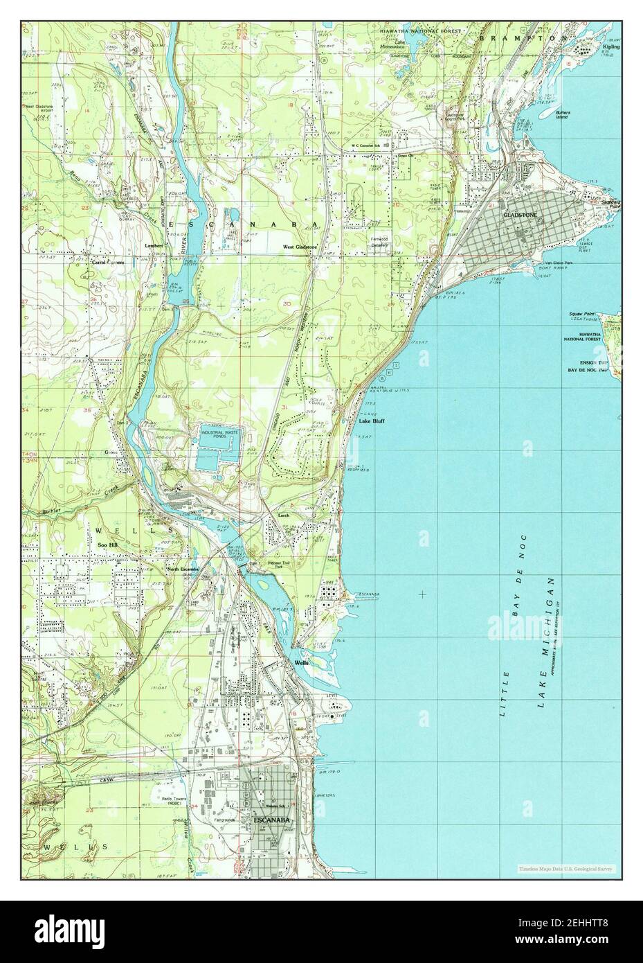 Gladstone, Michigan, map 1985, 124000, United States of America by