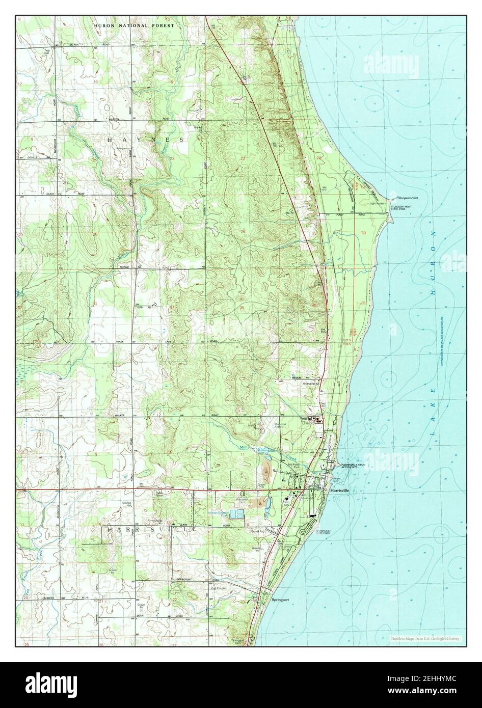 Harrisville, Michigan, map 1989, 1:24000, United States of America by Timeless Maps, data U.S. Geological Survey Stock Photo