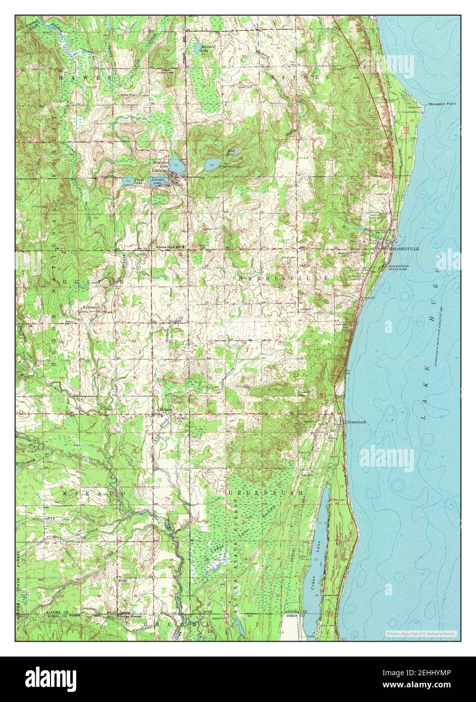 Harrisville, Michigan, map 1959, 1:62500, United States of America by Timeless Maps, data U.S. Geological Survey Stock Photo